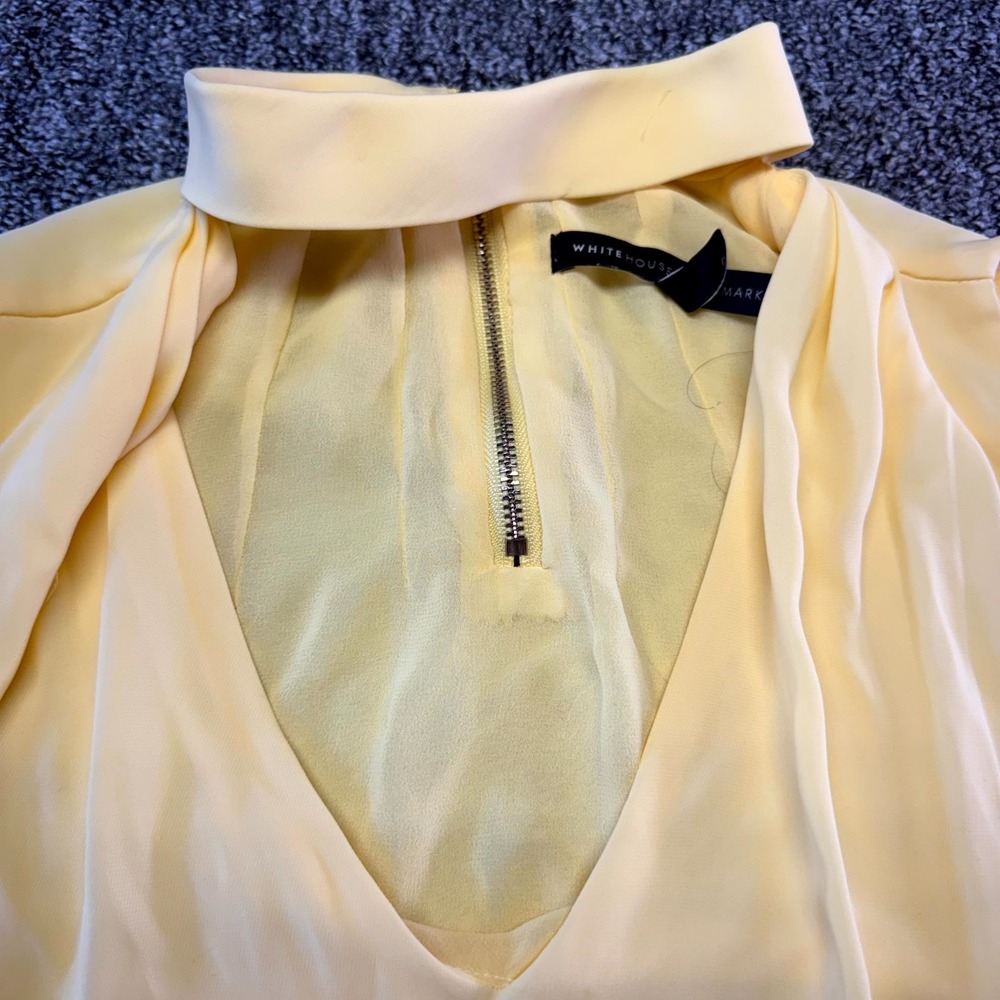 White House Black Market Blouse Top Womens 6 Yellow Lined Sleeveless Back Zip - Picture 6 of 16